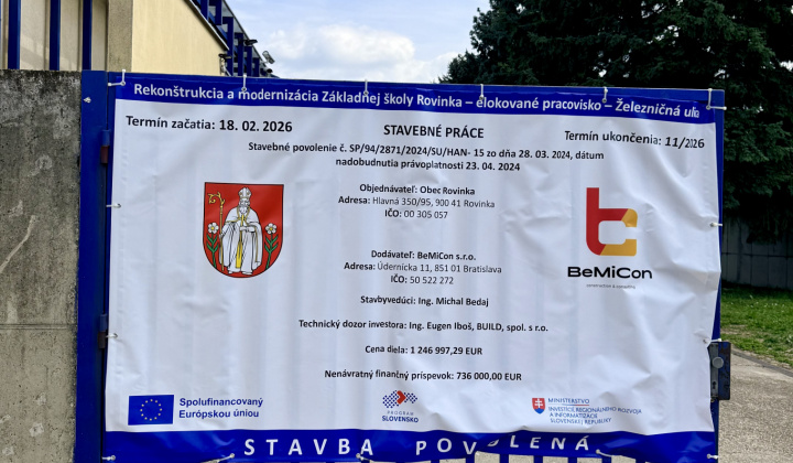 1. fotografia fotogalérie Projekty / Rekonštrukcia a modernizácia Základnej školy Rovinka - elokované pracovisko Železničná ulica - foto