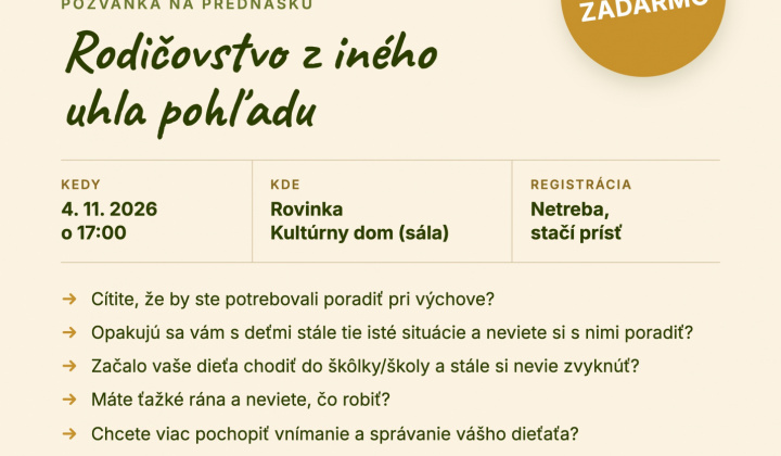 1. fotografia fotogalérie Aktuality / Pozvánka na prednášku Rodičovstvo z iného uhla pohľadu - foto