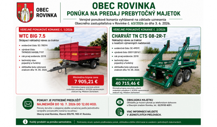 Fotka - Verejné ponukové konanie - sklápací nákladný náves za traktor WTC BIG 7.5